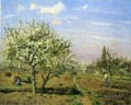 Obstgarten in der Blüte louveciennes 1872 Camille Pissarro Szenerie